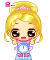 cute kawaii blonde ballerine girl took on weigh