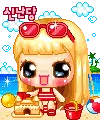 cute kawaii blonde girl on summer holidays 