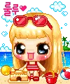 cute kawaii blonde girl on summer holidays 
