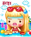 cute kawaii blonde girl on summer holidays 