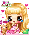 cute kawaii blonde girl & teddy bear