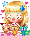 cute kawaii blonde girl & teddy bear