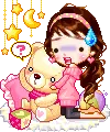 cute kawaii sayclub girl with her teddy bear