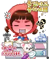 cute kawaii girl doing the dishes