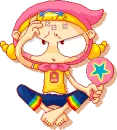 cute kawaii scratching girl