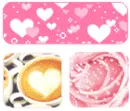 cute kawaii love heart flowers & cappucino