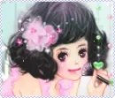 cute kawaii girl making up