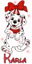 Dalmation with Red Bow and Name