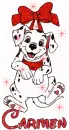 Dalmation with Red Bow and Name