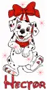 Dalmation with Red Bow and Name