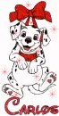 Dalmation with Red Bow and Name