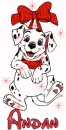 Dalmation with Red Bow and Name