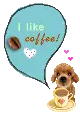 cute kawaii dog : i like coffee