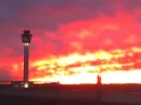 Sunset at the new Indianapolis airport after a rainy day.