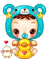 cute kawaii blue teddy boy playing