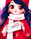 cute kawaii girl with a love letter