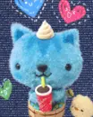 cute kawaii blue fluffy cat drinking
