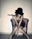 girl on chair in dress