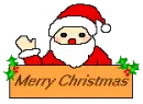 Santa with Merry Christmas sign