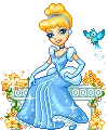 Disney - Cinderlla On Bench With Blue Birds