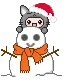cat with snowman
