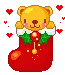 mini bear in a stocking