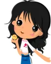 cute kawaii girl with a jumping lil chick in her hand