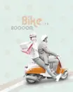 cute kawaii lovers on a scooter