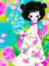 cute kawaii fashion girl with fish
