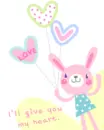 cute kawaii bunny with balloons : i'll give you my heart