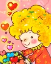 cute kawaii frizzy lil girl & color hearts