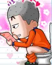 reading a love letter in the toilets