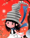 cute kawaii girl with a big hat
