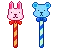cute kawaii teddy & bunny stick