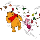 Disney - Pooh Bear & Piglet Leaves Blowing