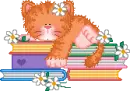 kitty on book stack