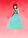 cute kawaii girl with a blue dress