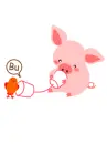 cute kawaii pig on the telephone