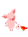 cute kawaii love letter pig