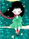 cute kawaii girl wishing