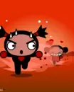 cute kawaii pucca running after garu