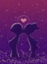 cute kawaii kiss at night