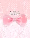 cute kawaii princess pink ribbon with a diamond crown