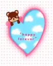 cute kawaii teddy & heart happy together