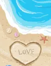 cute kawaii love heart on the sand