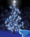 cute kawaii shiny tree in winter
