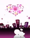 lovers looking at a heart in the sky