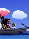 cute kawaii garu on the boat & mermaid pucca