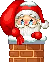 santa up in the chimney