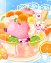 cute kawaii yummy ice cream cup with fruits